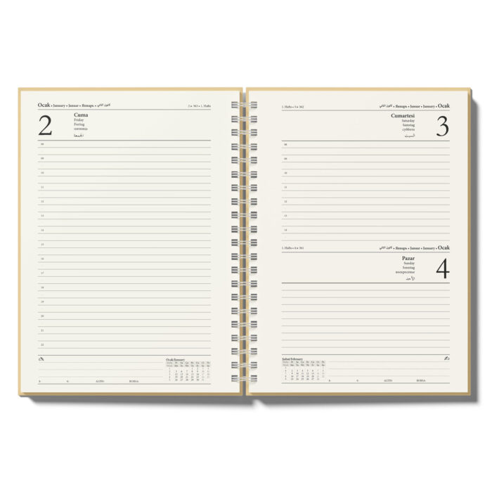3084-20x28-002 GÖLBAŞI KUŞE MUKAVVA SIVAMA SPİRALLİ AJANDA (20x28CM) - Görsel 2