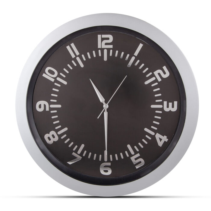 504320-001 POSEIDON GÜMÜŞ PLASTİK KASA DUVAR SAATİ 350MM - Görsel 1