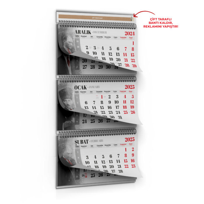 ALA-16 3 PARÇA SPİRALLİ ATATÜRK GEMİCİ TAKVİMİ - Görsel 1